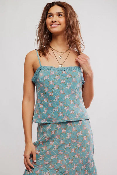 FREE PEOPLE BALI MARGOT TOP in MINERAL BLUE COMBO